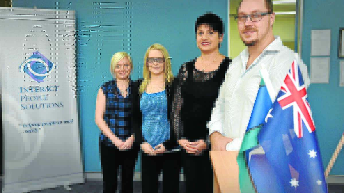 FIVE STARS: The Tamworth Interact People Solutions team of, from left, Katherine Rawsthorne, Jess Johns, Lisa Earsman and Chris MacAlpine. Photo: Geoff O’Neill 280815GOE01
