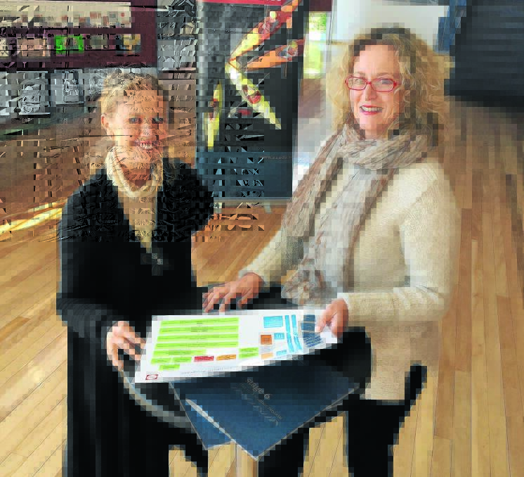 THE OTHER HALF: Donna Jackson, left, and Cressida Mort discuss plans for the TAS Co-ed Expo to be held in the Hoskins Centre today.