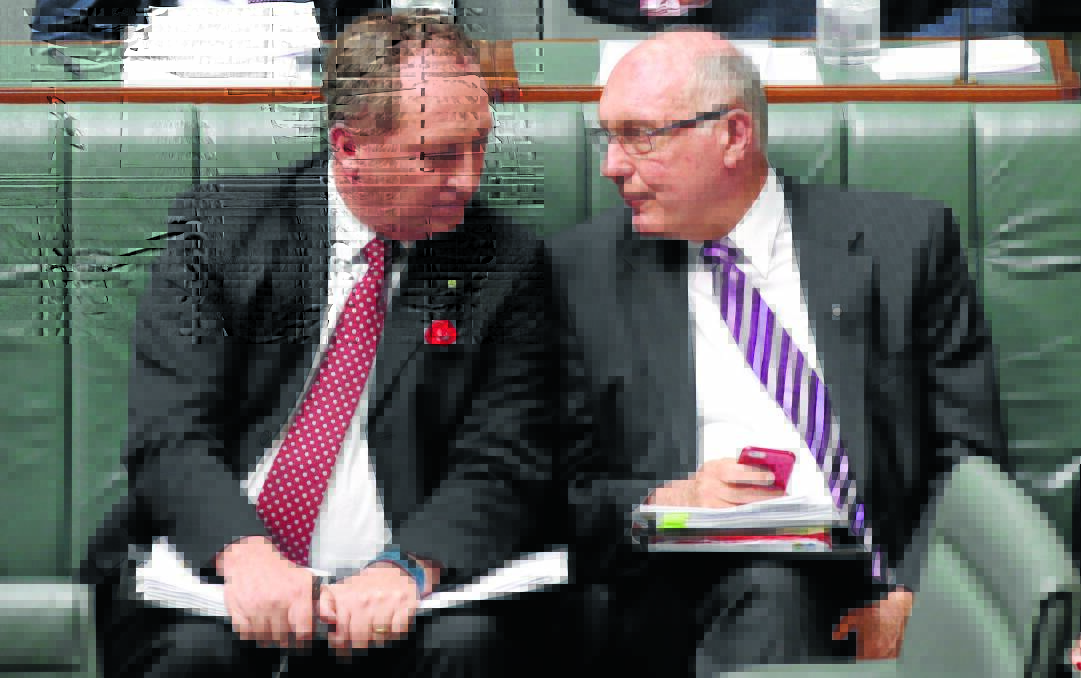 CHANGE IN THE AIR: Warren Truss, right, is widely tipped to resign before parliament resumes in February, leaving the door open for Barnaby Joyce to assume leadership of the Nationals. Photo: Andrew Meares