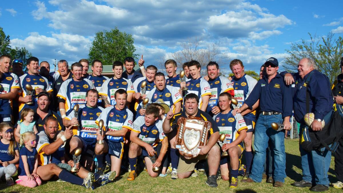 The 2014 Group 4 Chesworth Allen Shield-winning Dungowan Cowboys following their 28-10 point defeat of the minor premiers in Kootingal. Photo: Chris Bath  200914CBA04