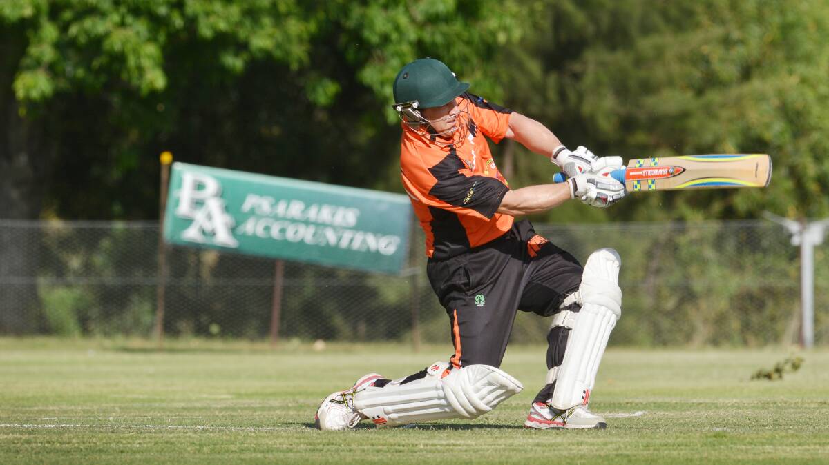 Adam Jones hits out during his century for TPW Tigers last night. Photo: Barry Smith 271115BSG05