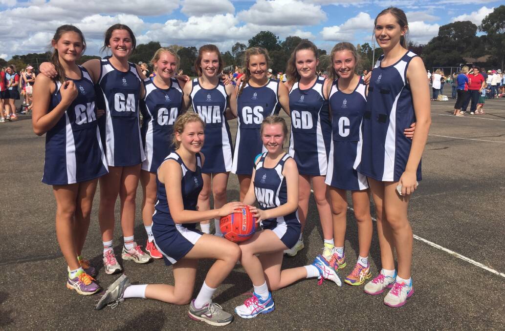 Playing the first ever game of netball for TAS were the TAS 1 team comprising (back from left) Molly Dooner, Olivia Fenwicke, Bonnie Bremner, Holly Tearle, Matilda Waterson, Jacqueline Barrett, Georgiana O’Brien, Chloe Morgan, (front from left) Renee Collins, Dimity Tearle.