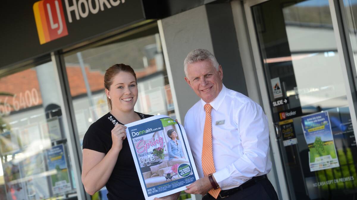 SALE OF THE CENTURY: President of the Tamworth Association of Real Estate Agents Richie Thornton and Northern Daily Leader Domain advertising co-ordinator Nicole Whiting get excited ahead of the release of the 120-page Annual Spring Guide tomorrow.