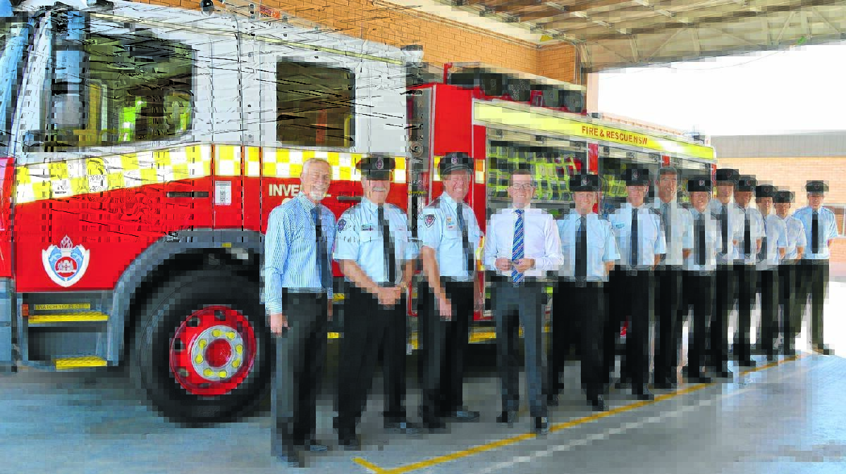 NEW WHEELS: Inverell mayor Paul Harmon, far left, and MP Adam Marshall with, from left, Inverell station officer Mark Savage, captain Robbie Wighton, deputy captains Brendan Simpson and Jeff Cowley, and retained firefighters Peter del Santo, Russell Brien, Joe Kimmince, Michael Murphy, Matthew Lane, Colin Swansborough and Sam Kimmince.