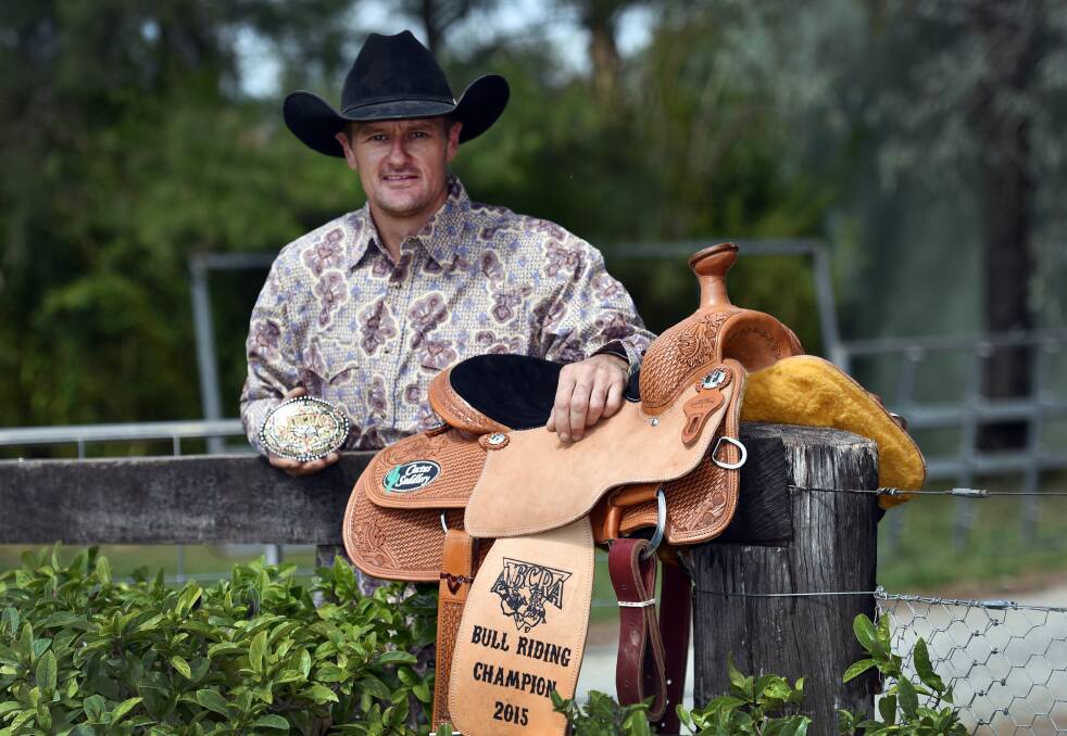 Jason O’Hearn will be bashing away at Bendemeer Rodeo this weekend, the ABCRA 
bullriding champ keen to ride under the Bendy lights. Photo: Geoff O’Neill 030216GOA01