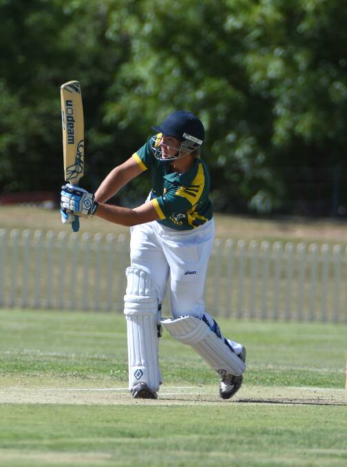 Lochlan Elks’s swashbuckling batting and stinging bowling will be missing for Hillgrove Colts from today’s One Day Final at Armidale Sportsground. Photo: pixonline.com.au