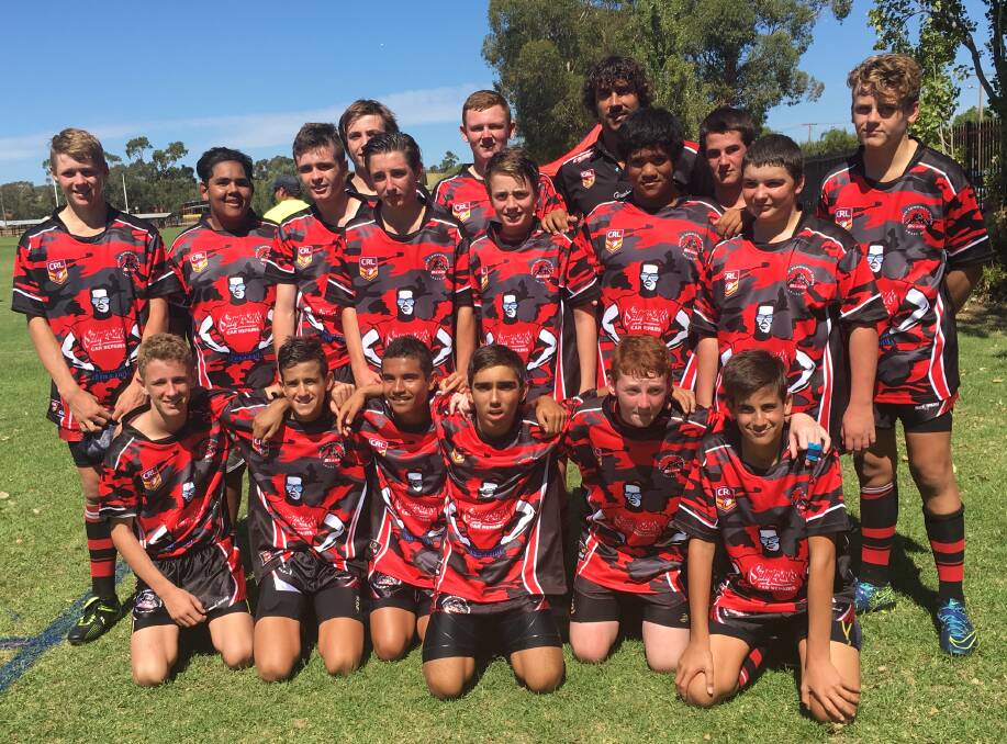 Tom Learoyd-Lahrs at back and the North Tamworth U14 team that the former NRL player has taken under his wing this season.