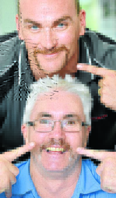 MO BROS: From top, truck salesman Alex Milne and parts manager Darryl Johnston, both with Brown and Hurley, have enjoyed their Movember experience. Photo: Barry Smith 261115BSB03