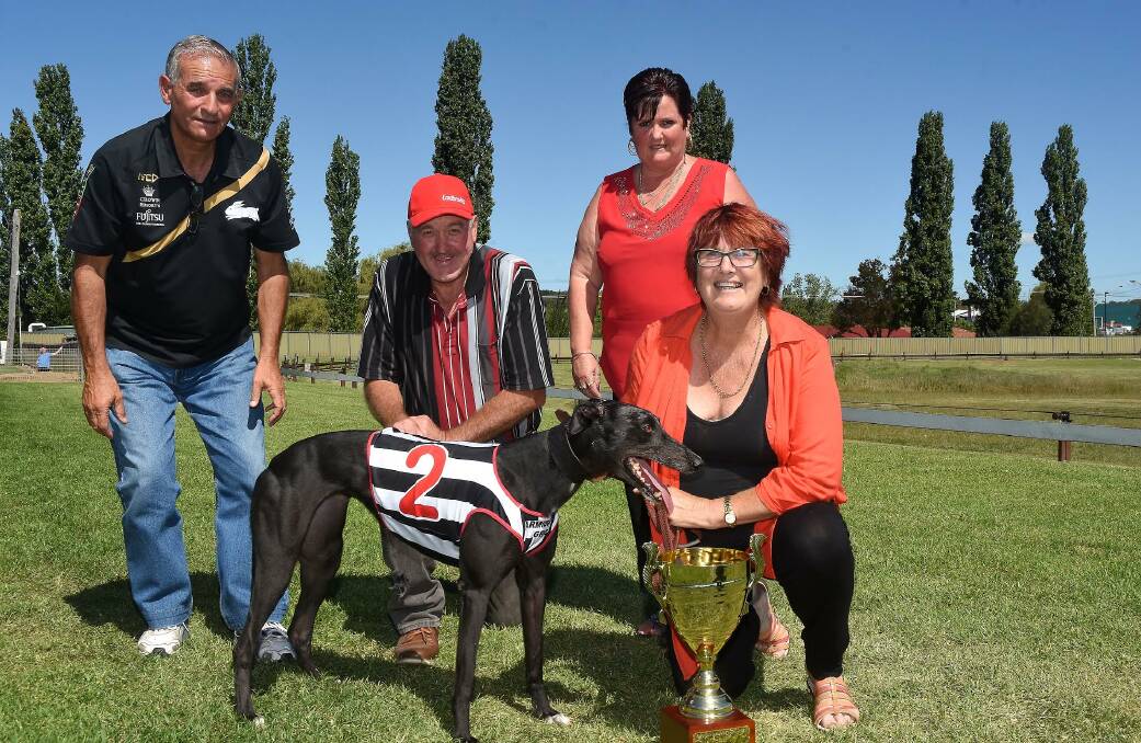 Specs Valley with owners Des (centre) and Debbie Winters (right), and trainer Albert Zarb and his wife Sue. Photo:  pixonline.com.au