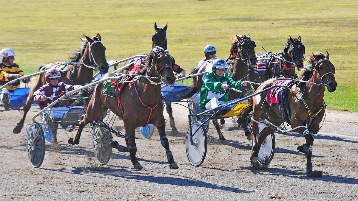 Brittany Graham and Sevaerg clinch the first win in a treble for herself and Prenzlau trainer Shaun Gillespie at Tamworth Paceway on Monday. 
Photo: Geoff O’Neill 290914GOE01