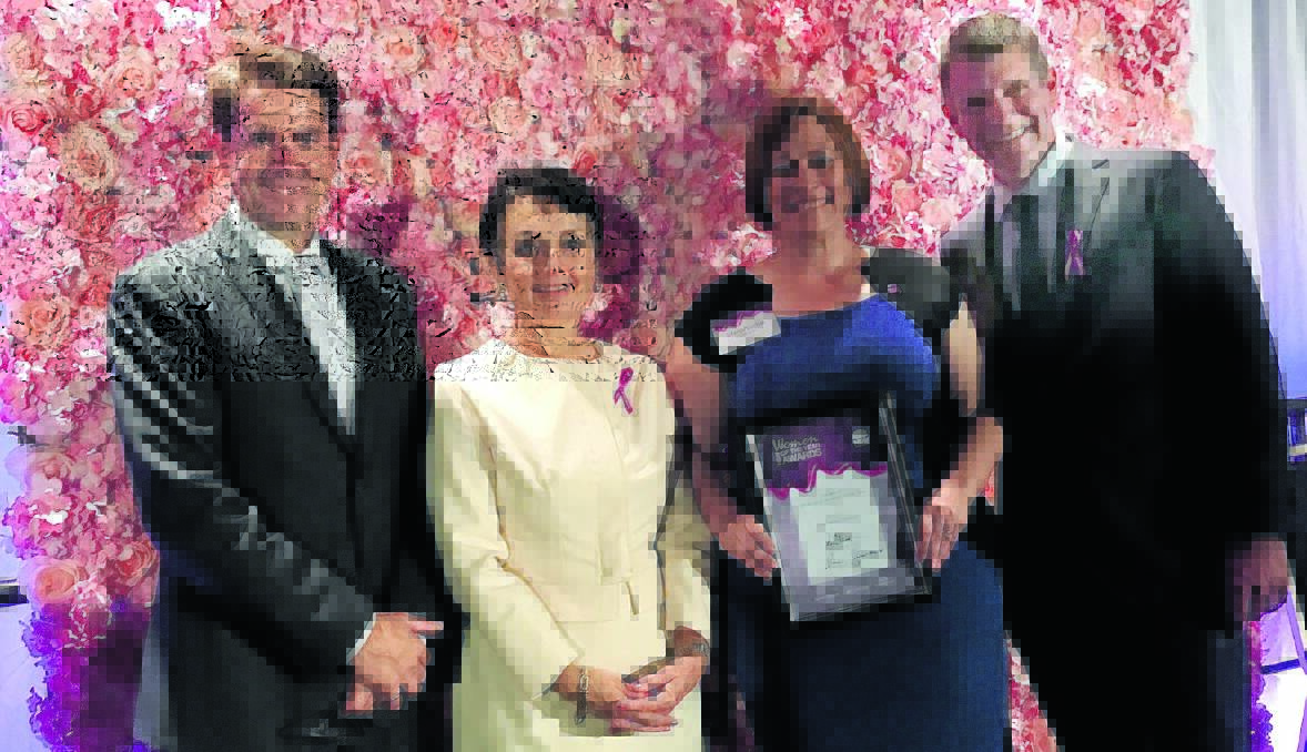 GREEN CONTRIBUTION: Tamworth MP Kevin Anderson, Minister for Woman Pru Goward, Tamworth Woman of the Year Stephanie Cameron and NSW Premier Mike Baird with Mrs Cameron’s award for her community work.