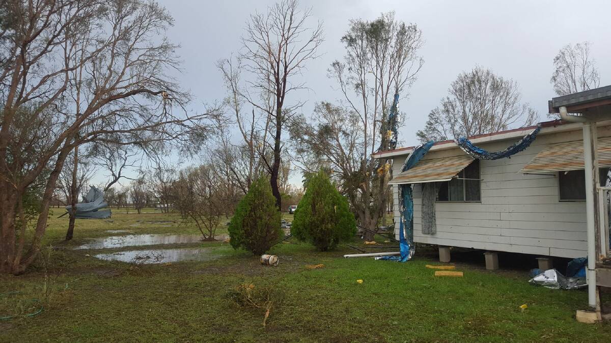 CLEAN-UP: Six SES volunteers from Narrabri were tasked with the clean-up of this Millie property on Friday after a storm supercell lashed the area.