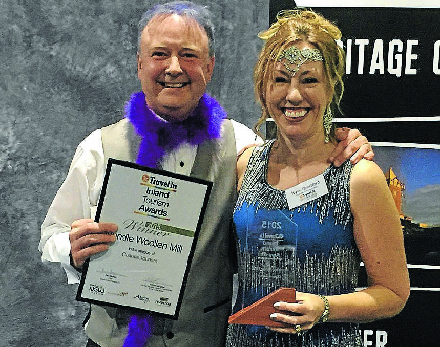 WOOLLEN WIN: Nick and Kylie Bradford from Nundle Woollen Mill were rapt with their win in Cultural Tourism.