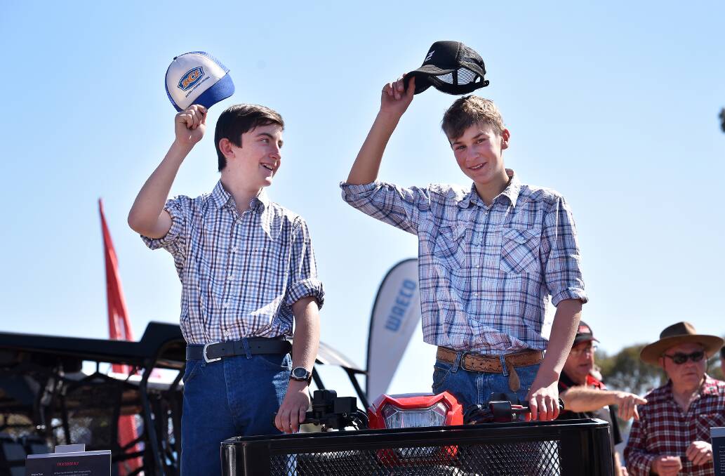 COUNTRY SALUTE:  Alec Clydesdale and Sam Watson from Timor tipped their hats to the big event.  160816GGD36