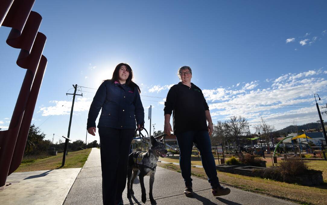 NO MORE VIOLENCE: Rebecca Linich, dog Tucky and Kate Bricknell will participate in the Run Against Violence at the end of August. Photo: Gareth Gardner 