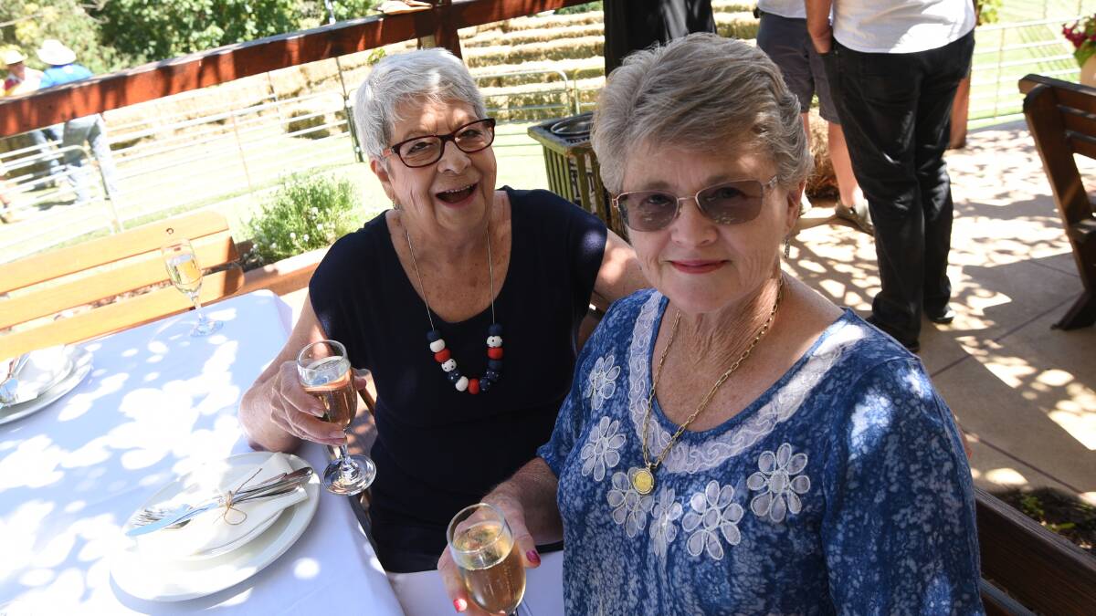 LADIES AT LUNCH: Claire Lennon and Rosemary Summers relaxed in the Nundle sun. 110317GGB03