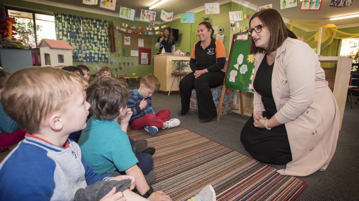 GREETINGS: The preschool was one of two Minister Mitchell visited in Tamworth on Monday. Photos: Peter Hardin