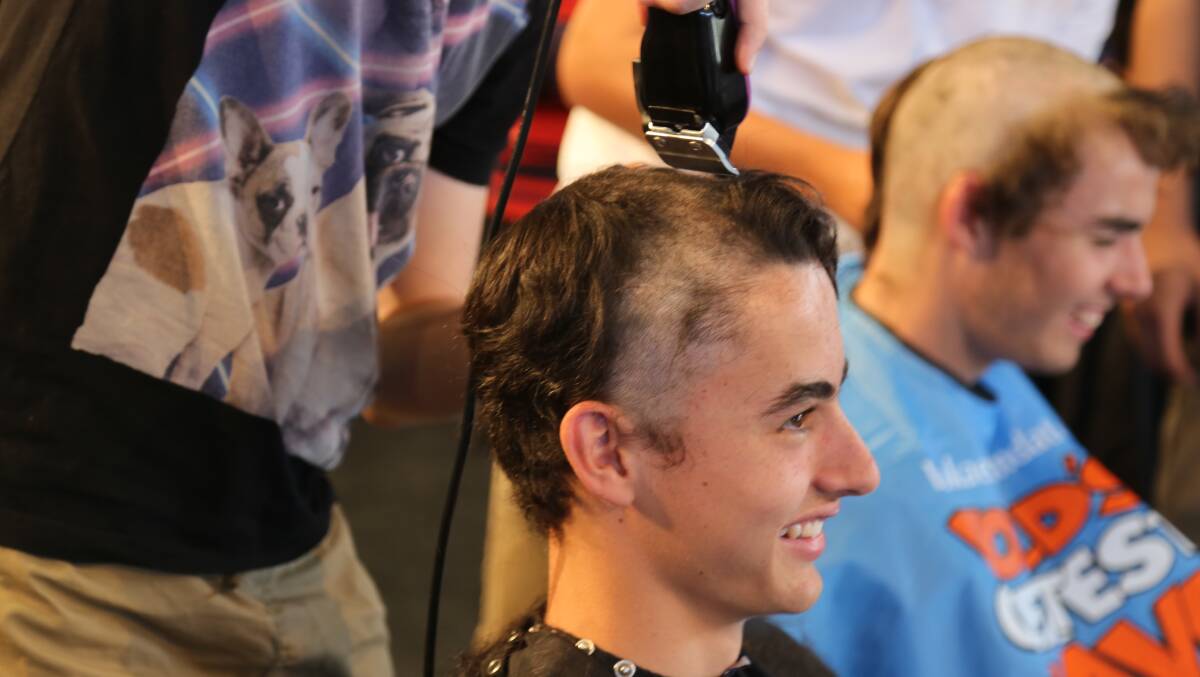 CANCER CRUSADERS: Nash Tapp is all smiles as Calrossy’s Year 12 Secondary Boys do the World’s Greatest Shave.