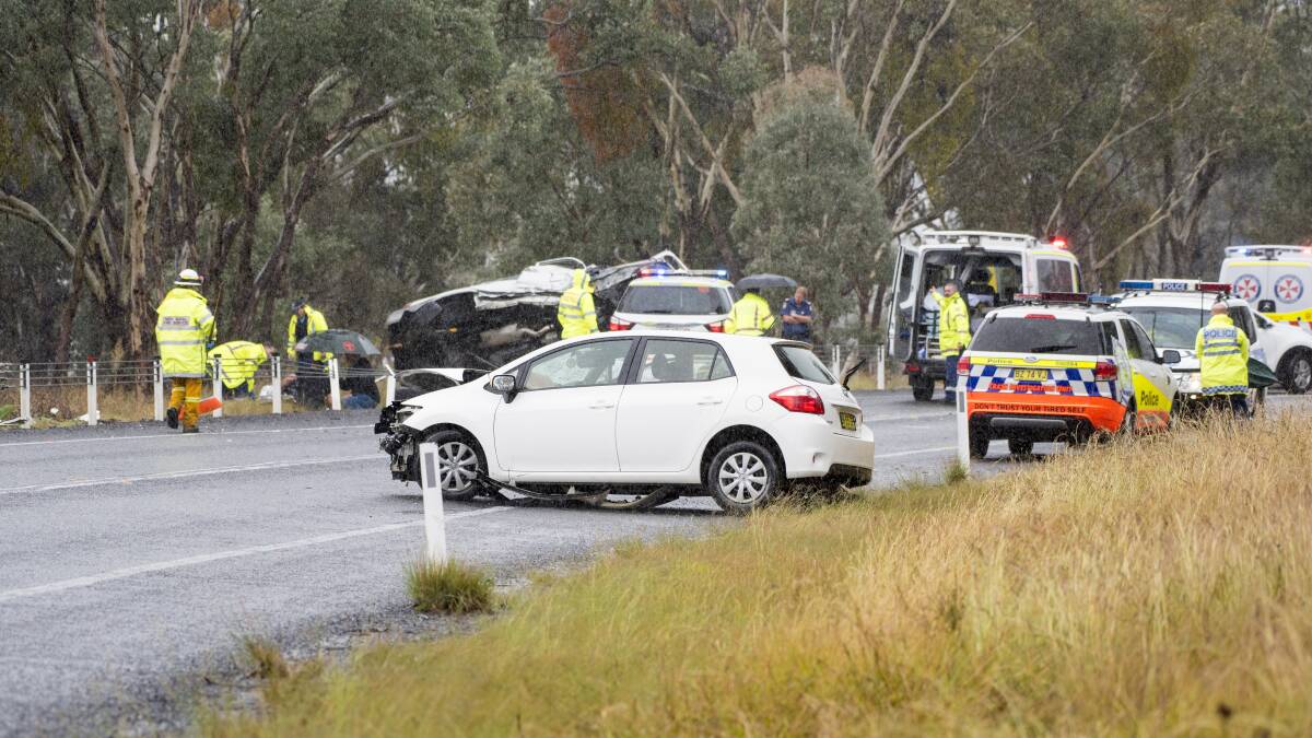 INVESTIGATION: A NSW Ambulance spokesman said three people were hospitalised following the two-car crash at Bendemeer. Photo: Peter Hardin