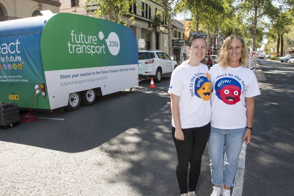 FUTURE: Maddison Richards and Nadeena Whitby with the Future Transport van in Tamworth on Friday morning. Photo: Peter Hardin 241117PHB003
