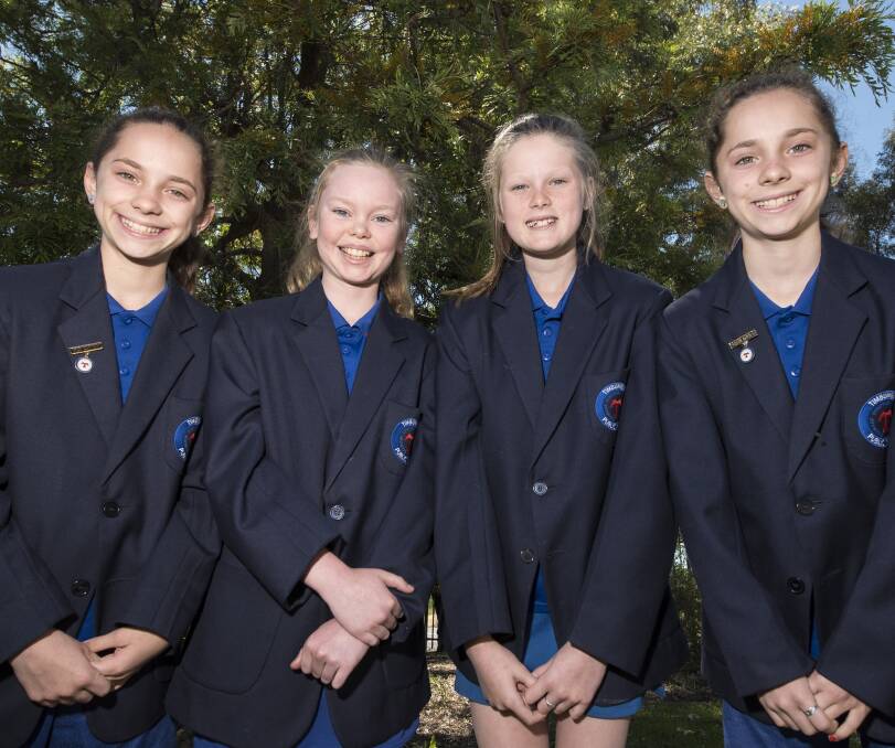 STATE SQUAD: Josie Humble, Ava Sullivan, Isabella Bramley and Zali Humble are off to the state debating competition. Photo: Peter Hardin 071116PHA008