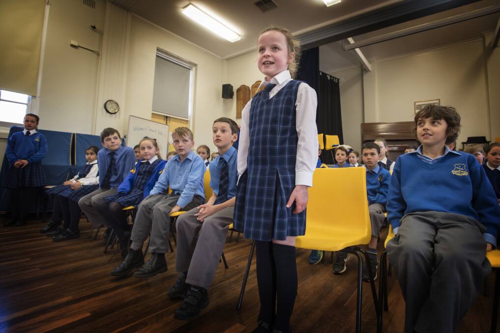 YOUNG SPELLERS: Olivia Galbraith was one of many Tamworth Public School kids to take part in the Spelling Bee. Photo: Peter Hardin 