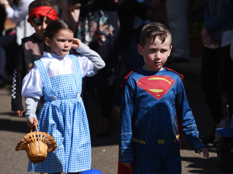 DRESS-UPS: Emalee Sullivan and Brayden Hudson dressed up as their favourite characters for Book Week. 240817GGB08