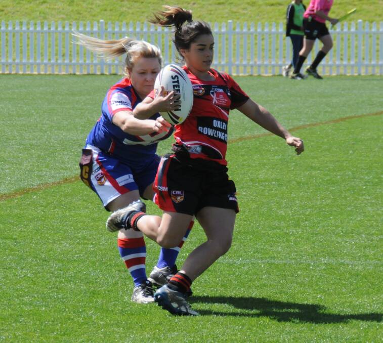HARD TO STOP: Taylor Holcombe proved a danger whenever she had the ball during North Tamworth's leaguetag preliminary final victory against Gunnedah on Sunday.