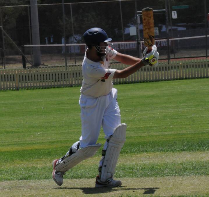 IN FORM: Tamworth Blue's Tom Fitzgerald top-scored with 51 in the MA Connolly Cup cricket fixture at Wolseley Park on Sunday. Fitzgerald helped the visitors tally 200 before the hosts were bundled out well short of the target.