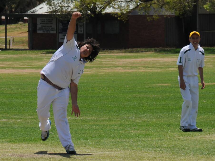 ROLLING THE ARM OVER: Braithen Winsor claimed 2-8 from three overs for Gunnedah in Sunday's under 14 cricket match at Longmuir Oval.