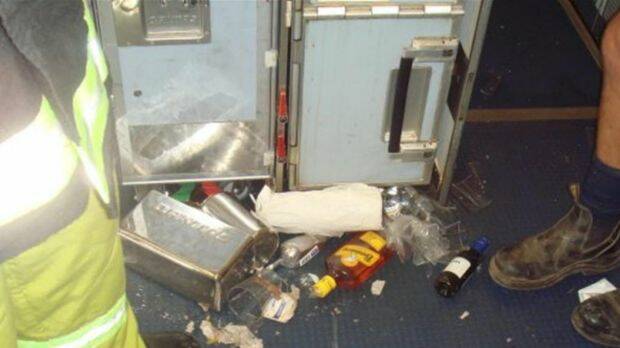 After the A330's first nosedive, items from unsecured meal and drinks trolleys were thrown about the galley. Photo: Supplied 