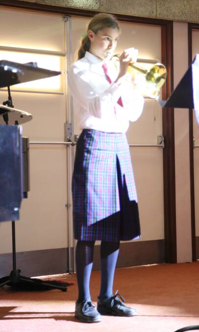 Maja Heath plays Ode for Trumpet as part of Calrossy’s Secondary Girls House Music Competition last week.