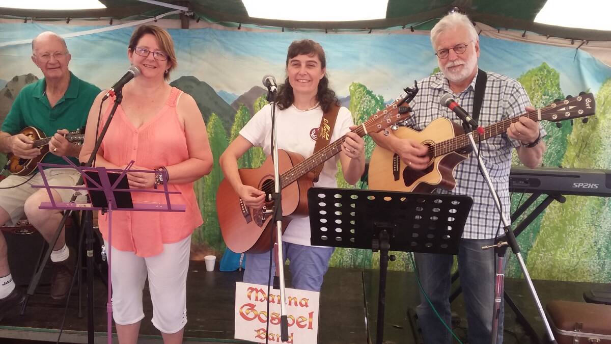 Manna Gospel: Vic Hatfield, Jenny Bailey, Juanita Doody and Lou Farina at the Gospel tent last week.