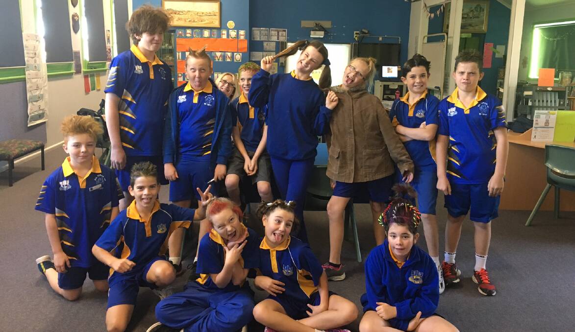 Werris Creek Public School Years 5 and 6 showing off their crazy hair.