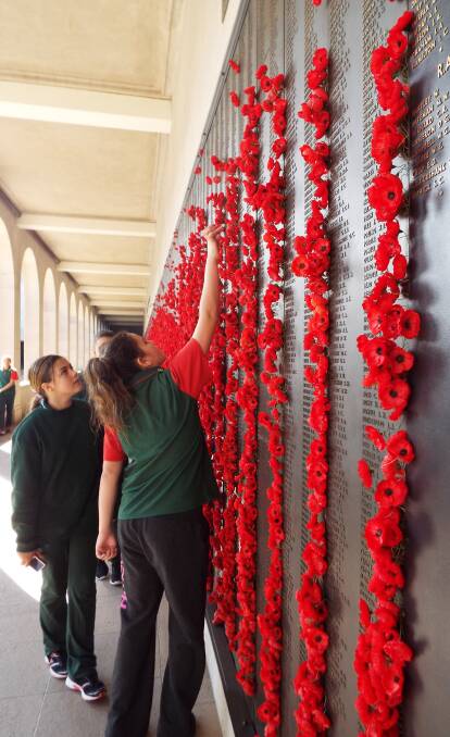 In memory: Hillvue students at the National War Memorial in Canberra.
