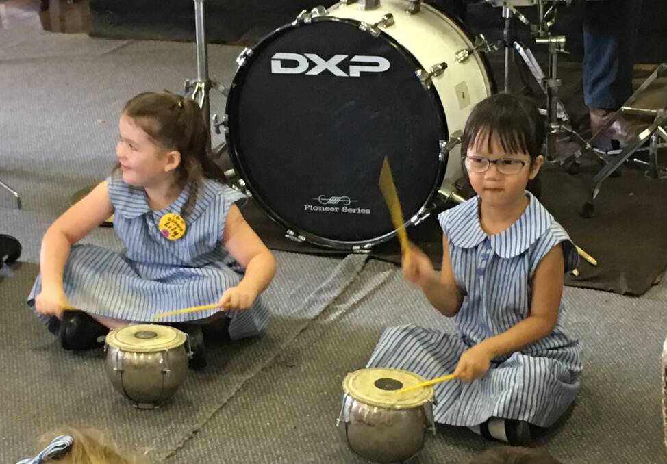 St Edward's drummers Lily Rogers and Phuc Phung Vinh Ho.
