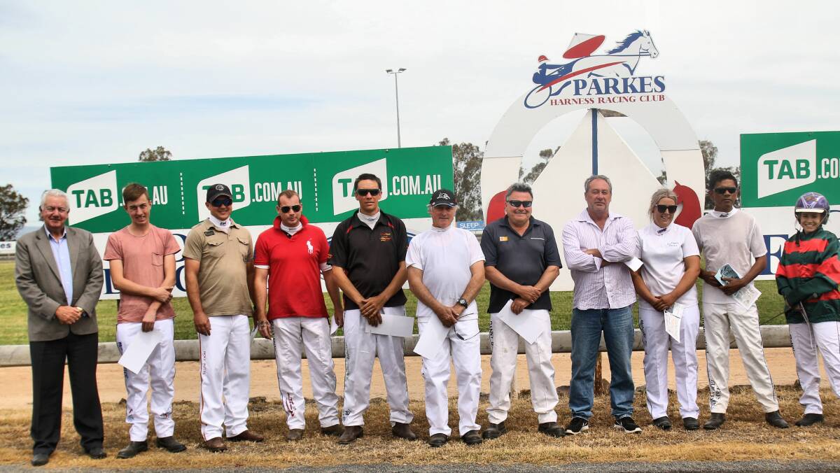 Michael Brown, far left, the organiser of the JC Caffyn Indigenous Series, and indigenous drivers who contested last year's series.