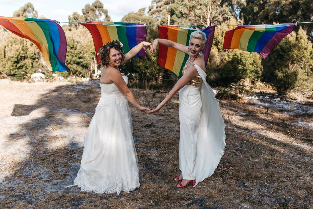 LOVE IS LOVE: Kirsty and Kelly Albion. Picture: Supplied / Fern and Stone Photography