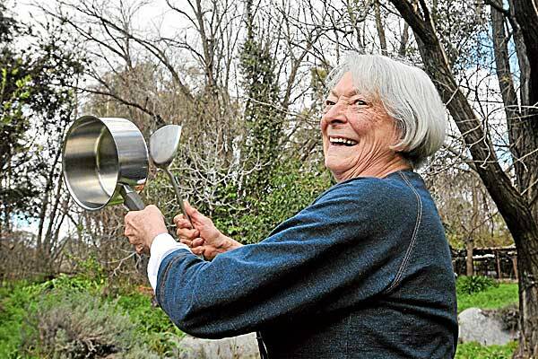 SCARE TACTICS: King George V Ave resident  Ruth Stuart has ruined her good saucepan while trying to ward off bats living in, and stripping, the trees around her house. 020712GOE02