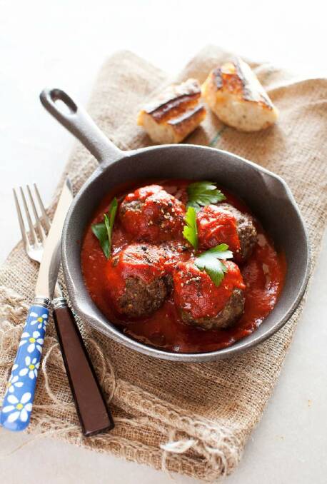 There are myriad ways you can serve meatballs - on white bread, covered with sauce or tossed through pasta <a href="http://www.goodfood.com.au/good-food/cook/recipe/greek-meatballs-with-tomato-sauce-20130507-2j4fd.html"><b>(recipe here).</b></a> Photo: James Brickwood