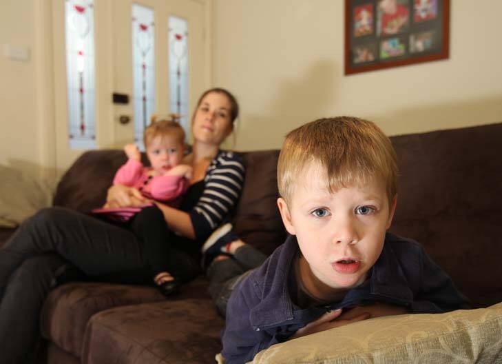 Progress … Tyler Smith, 4, with his mother Deborah and sister Harlee at their Epping home.