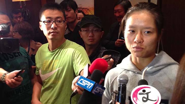 Li Na at today's announcement in Beijing.