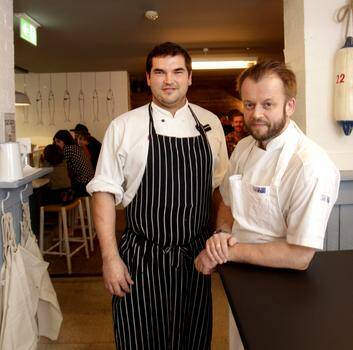 Jeremy Strode with chef Jonathan Thorne at The Fish Shop.