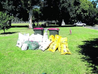 THE LOOT: Some of the bags of waste and recycling recovered on Clean Up Day. Photo: Paul Moxon