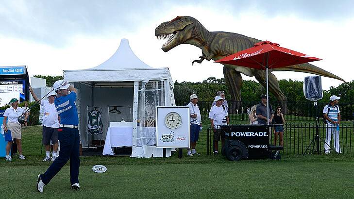 Jeff the dinosaur oversees proceedings at the PGA Championship at Coolum.