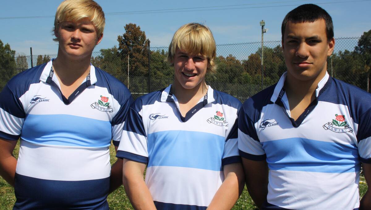 Cameron King (left), James Hawkins (centre) and Ben Gunter will play for NSW in the National U15s Championships.