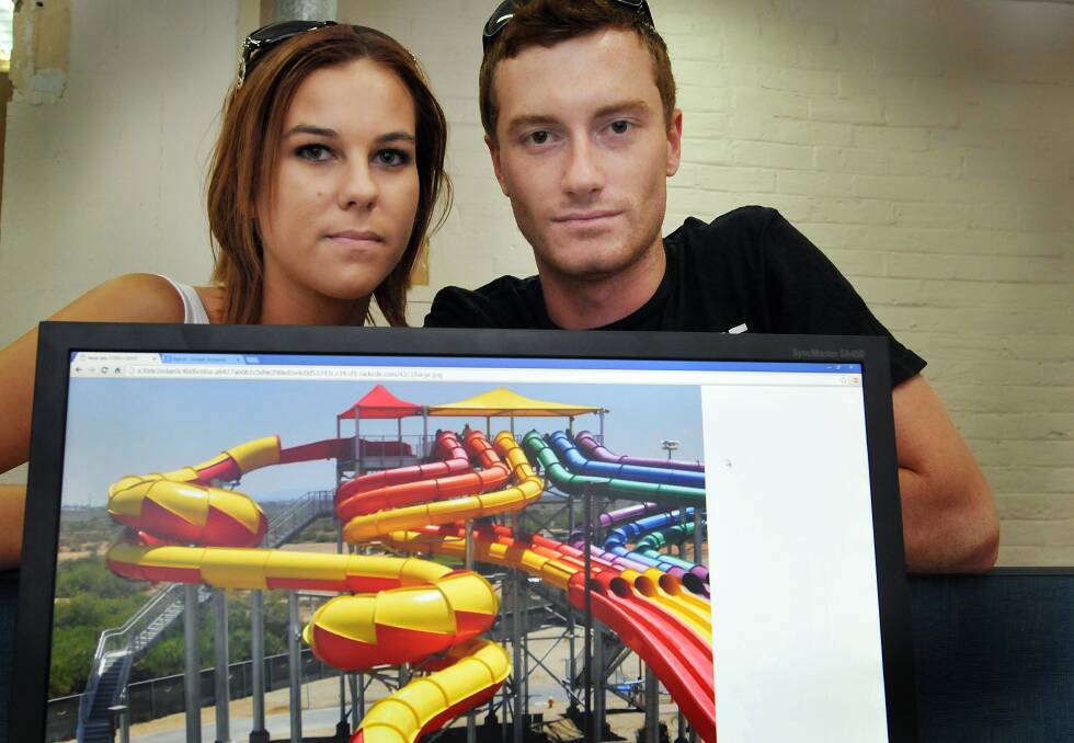 COMPLETE BUST: Local couple Kathryn Sennett and Keegan Thornbury are still angry that their New Year’s Eve plans were ruined when a music festival at Wet’n’Wild in Sydney was cancelled. Photo: Geoff O’Neill 020114GOC01