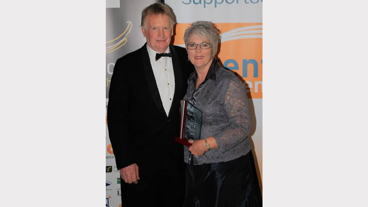 Ian and Liz Coxhead, from Tamworth Farm Fodder won the Excellence in Rural Industry award at the Quality Business Awards held at TRECC on Friday night. Photo: Robert Chappel