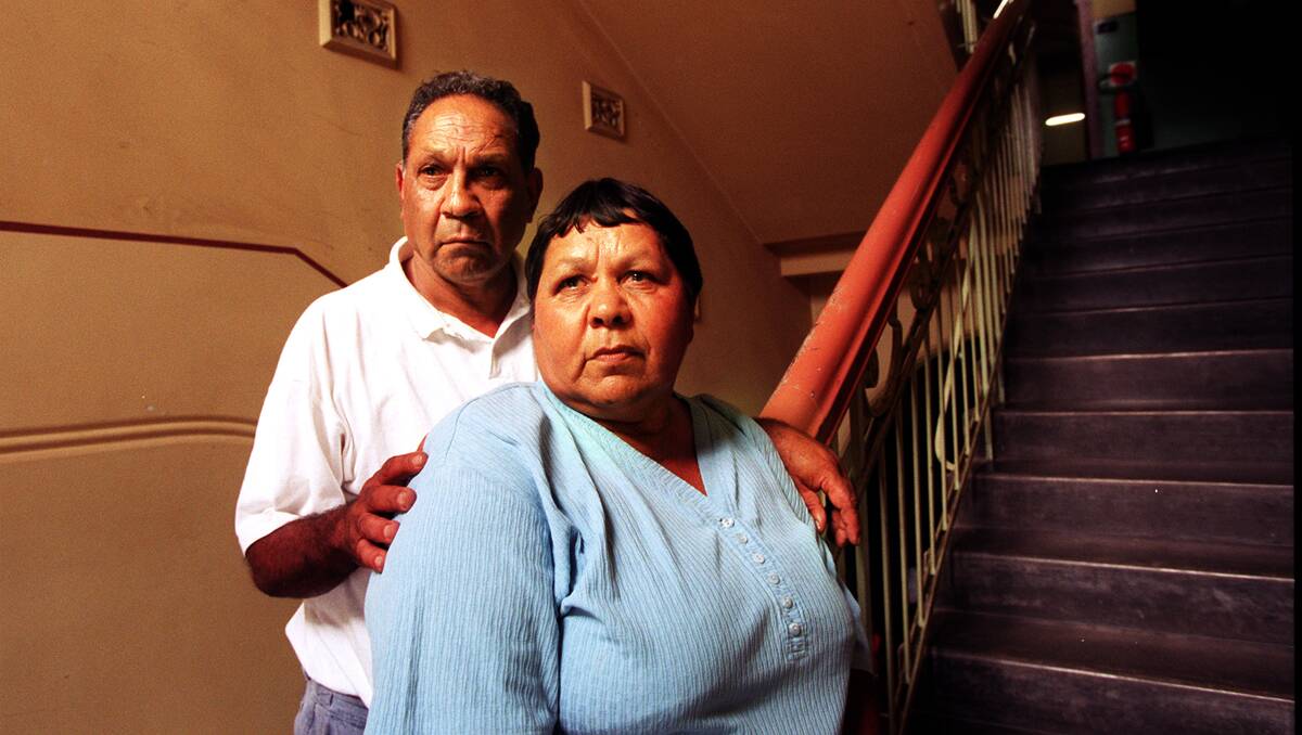 ‘HE WAS OUTSTANDING’: Eddie Murray’s parents, Arthur and Leila, photographed after the 1997 autopsy that revealed significant injury to Eddie’s sternum. Photo reproduced with the permission of the family.