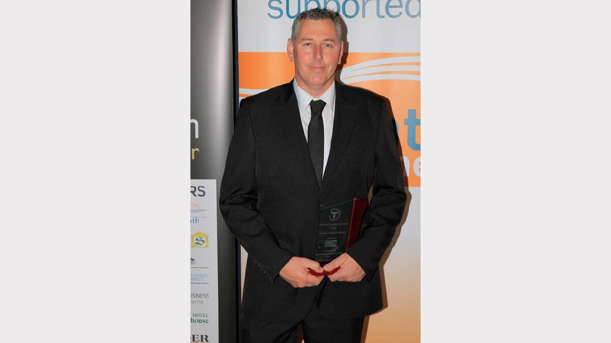 James Wallace from Nymans Smash Repairs took out the Excellence in Motor Transport Sales/Service (large) at the Quality Business Awards held at TRECC on Friday night. Photo: Robert Chappel